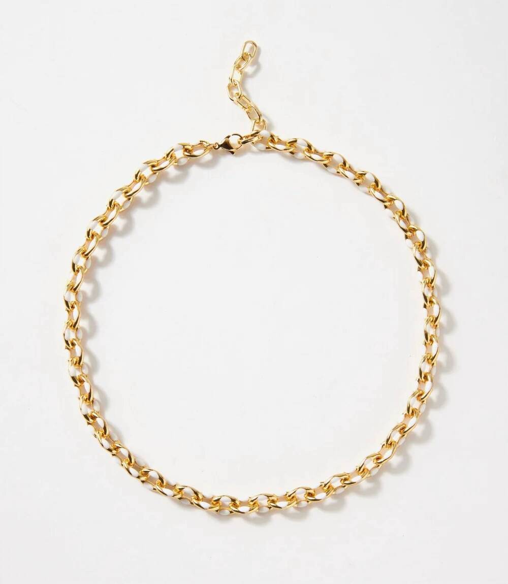 NEW MARLYN SCHIFF women's painted link necklace in white